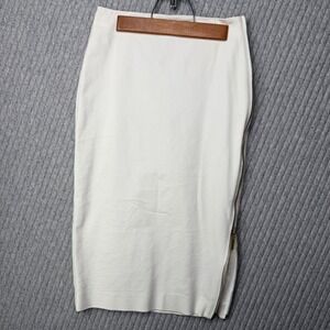 Marciano by Guess White Bodycon Pencil Skirt Gold Tone Zipper Sexy Club Size 4